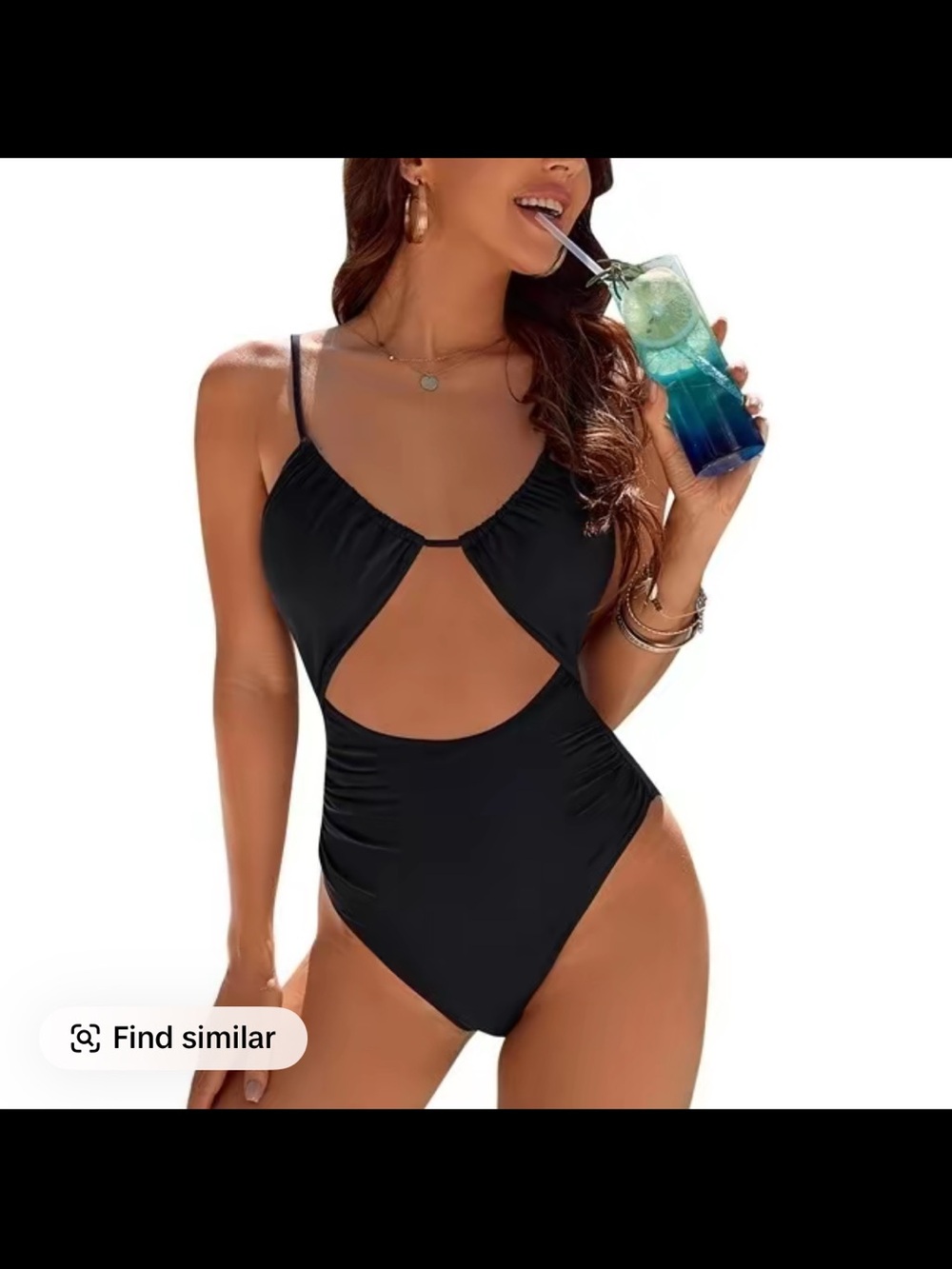 Women's Black Cutout One-Piece Swimsuit - Blooming Jelly